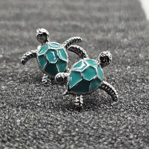 Turquoise Turtle Earrings Dainty Silver Tortoise Jewelry Nautical Ocean Summer